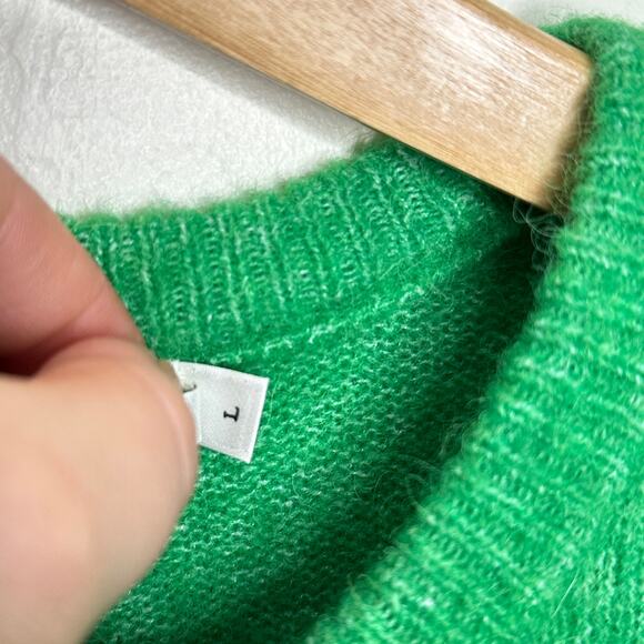 GESTUZ Alpha GZ Tee Sweater Alpaca Wool Green Bee Sz L {3C32} - Picture 7 of 9